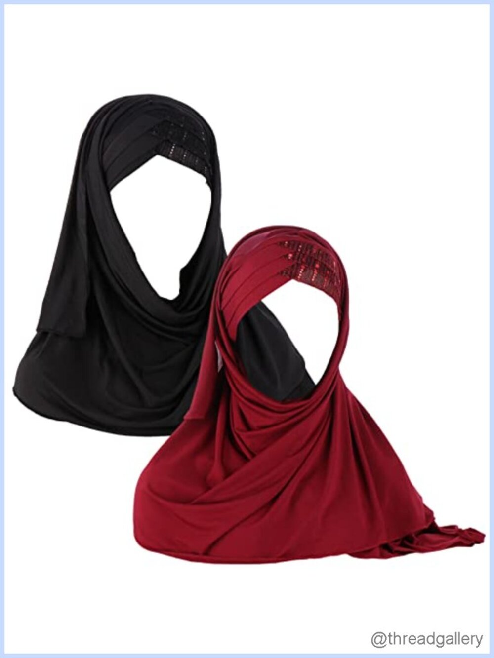 Sequin Glitter Cross Muslim Hijab Scarf Turban Head Wrap 2 Pack